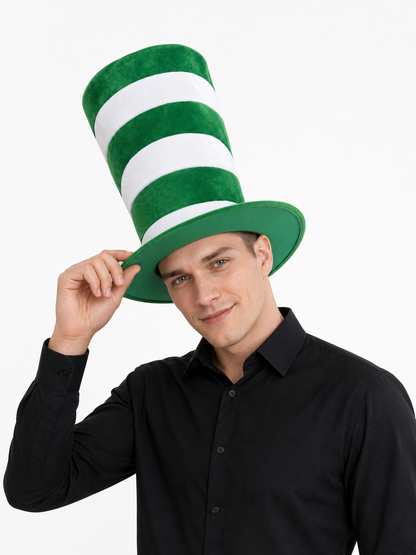 Carnival Top Hat in Green and White Stripes