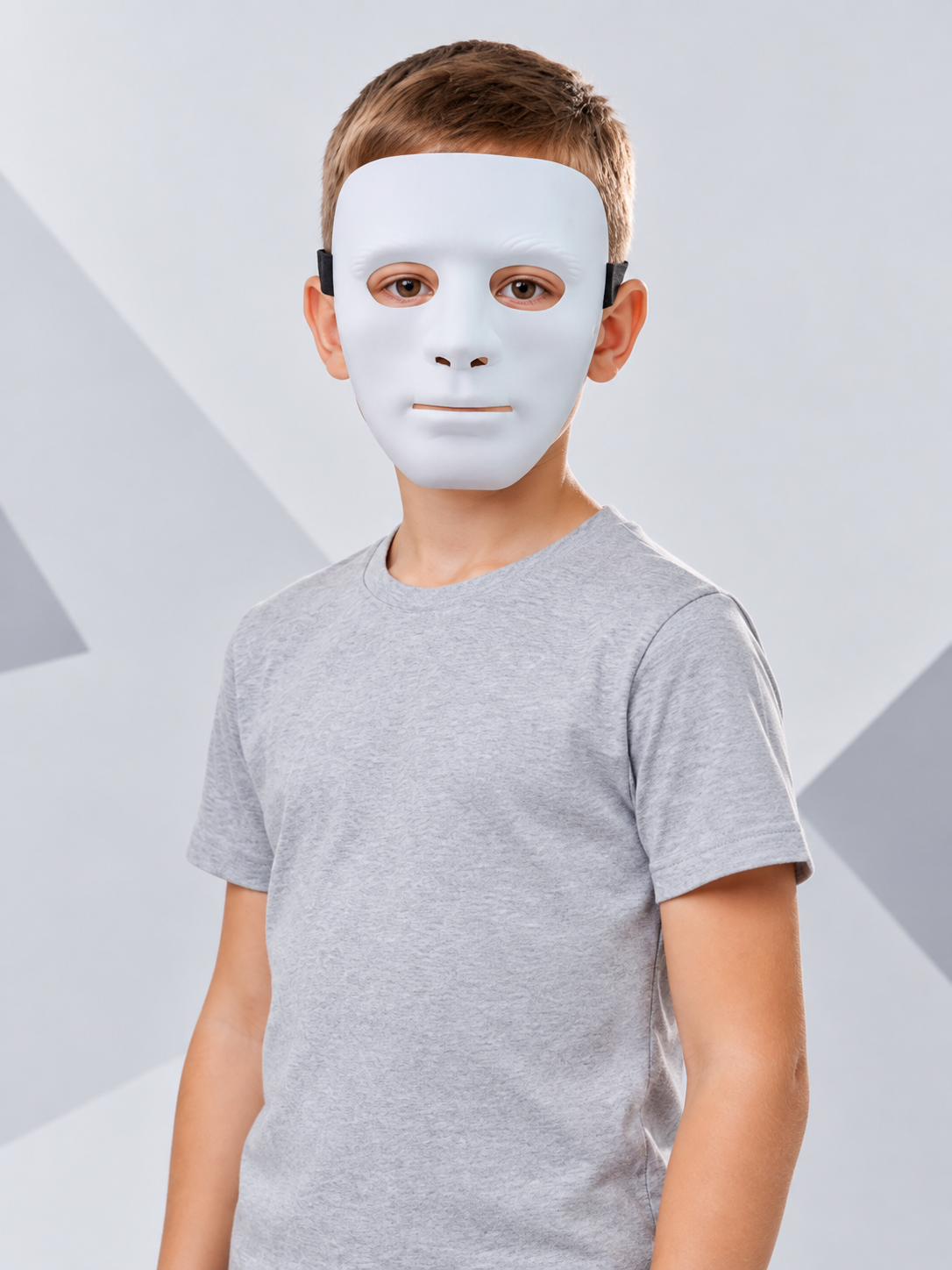 White Full-Face Carnival Mask with Cutouts