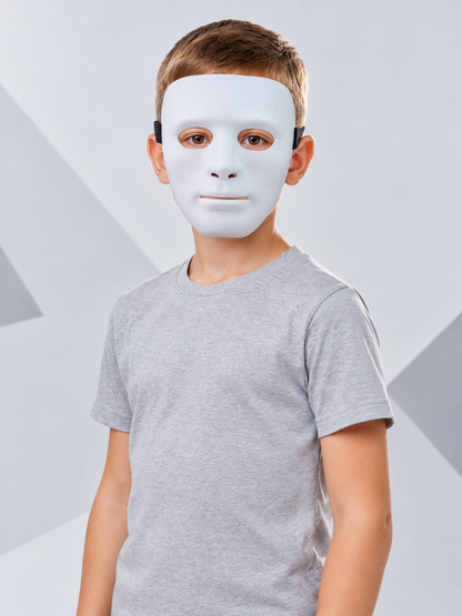 White Full-Face Carnival Mask with Cutouts