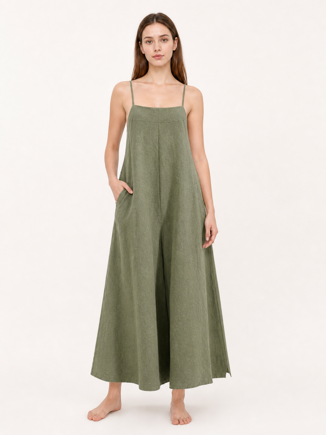 Olive Palazzo Pants with Bib