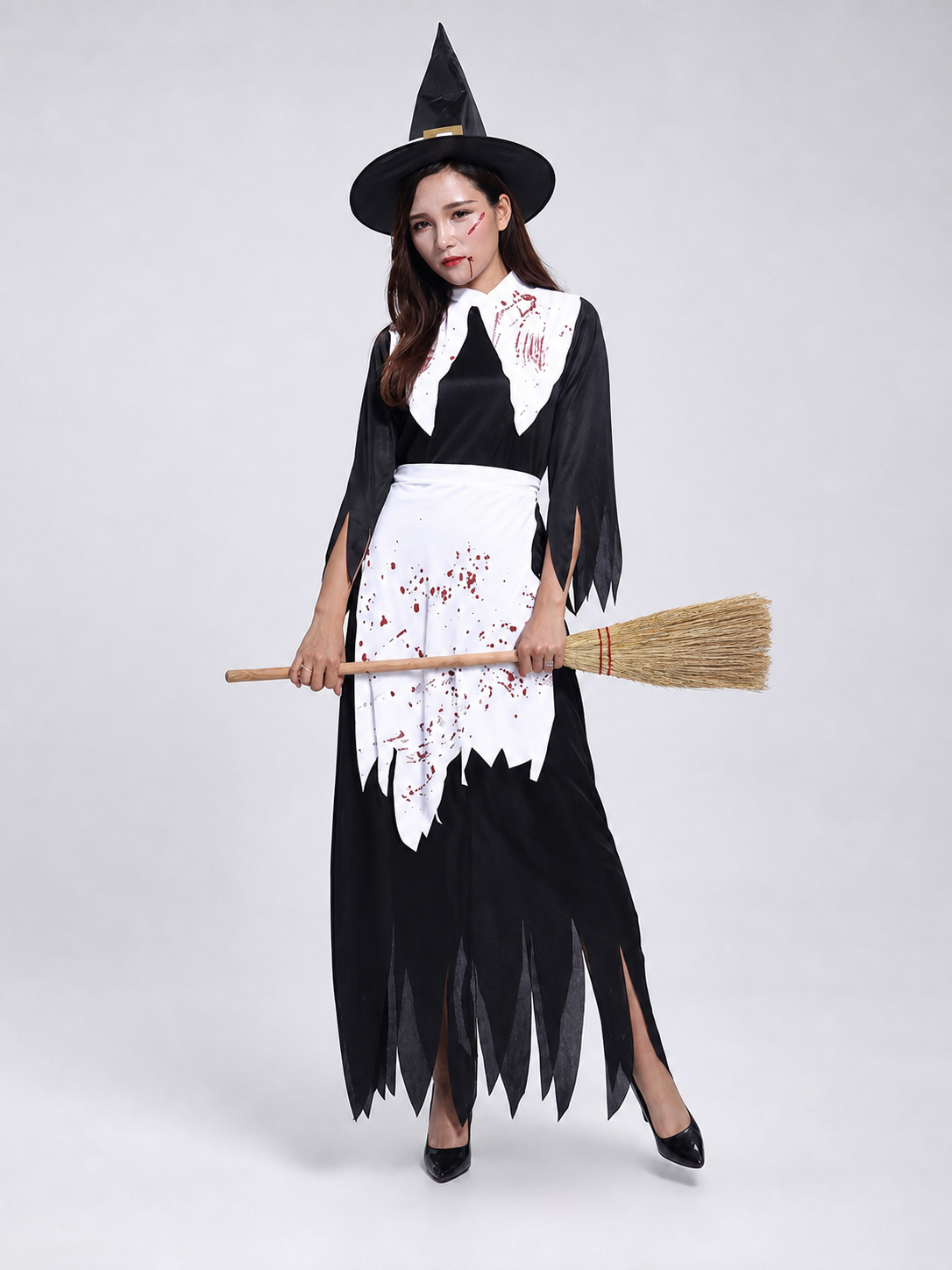 Witch Costume with Hat and Broom for Cosplay