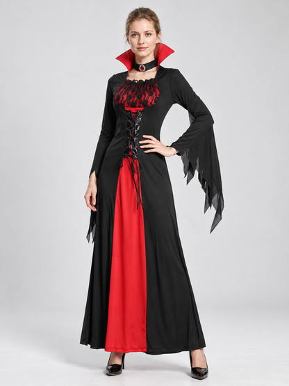 Gothic Carnival Dress with Red Lacing Costume Dresses detail