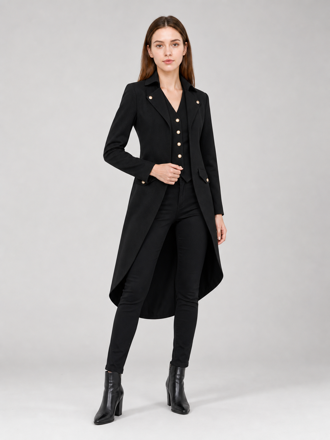 Black Long-Tailed Steampunk Tailcoat