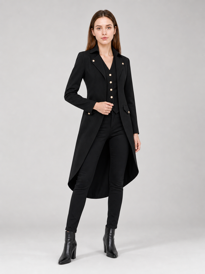 Black Long-Tailed Steampunk Tailcoat