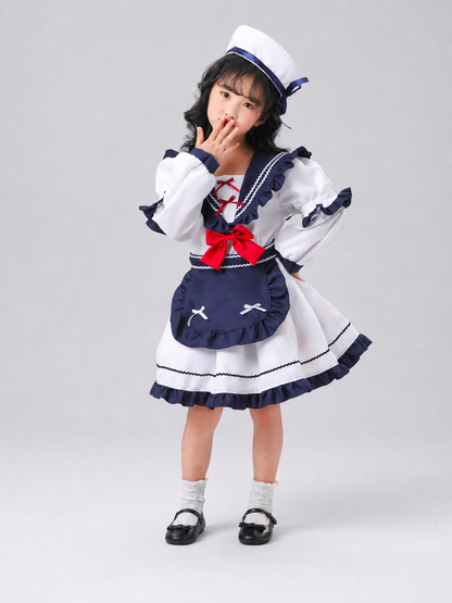 Nautical-style stage costume with bows
