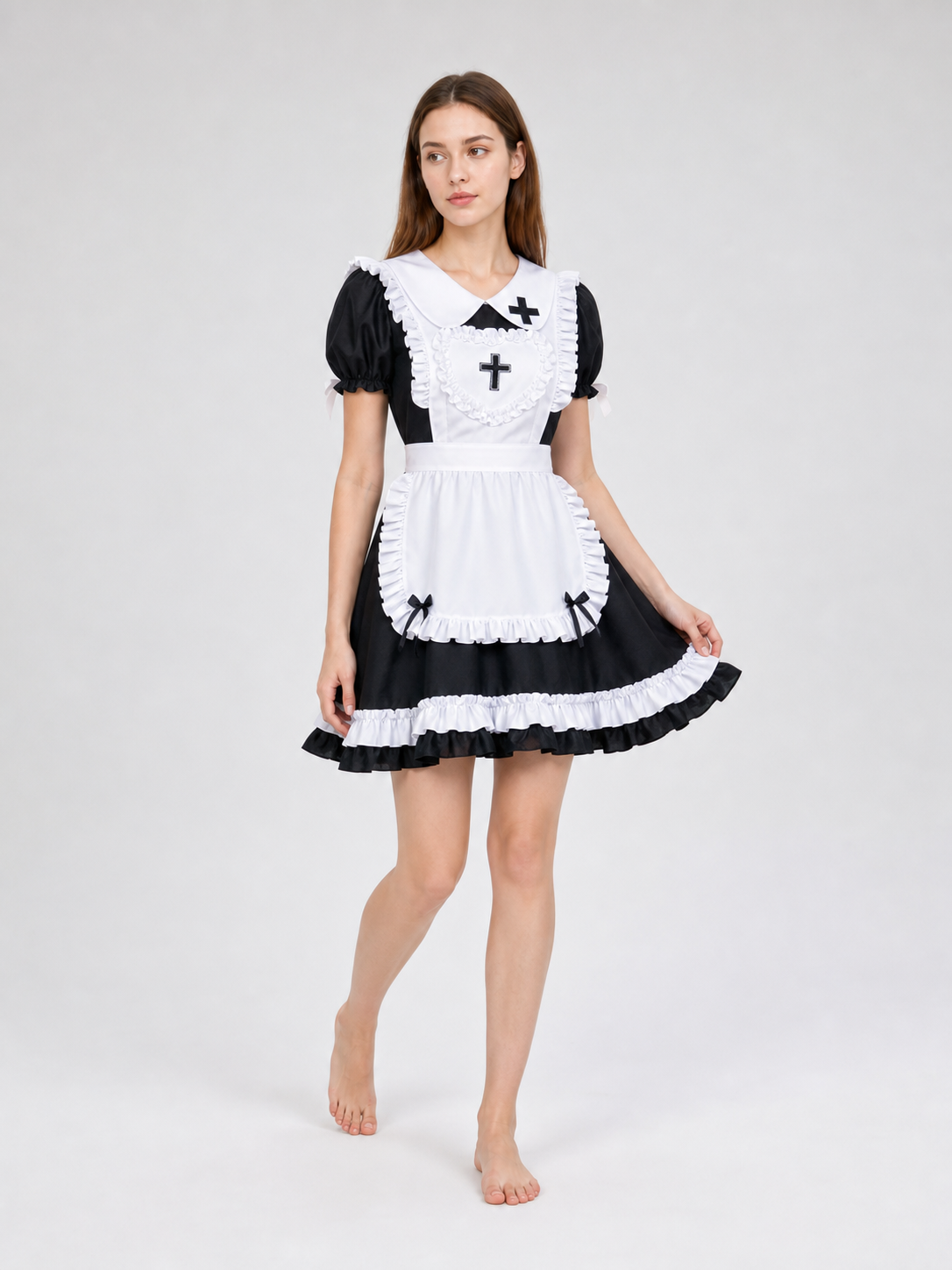 Black-and-white gothic lolita dress costume