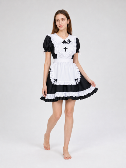 Black-and-white gothic lolita dress costume
