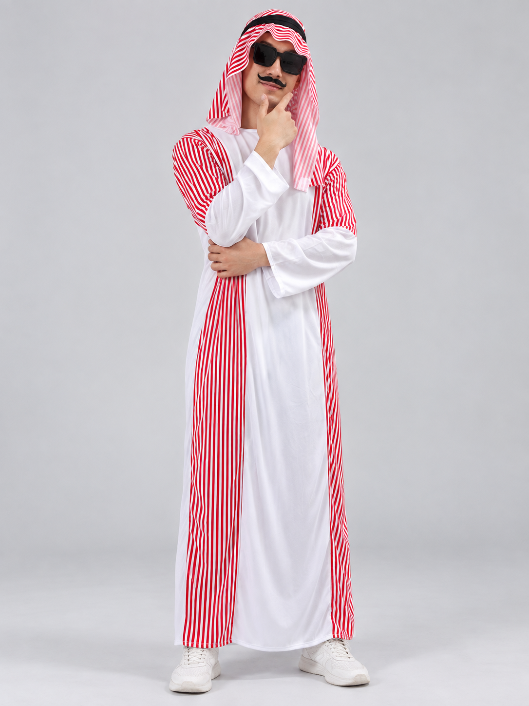 Carnival Costume with Headscarf and Fake Mustache