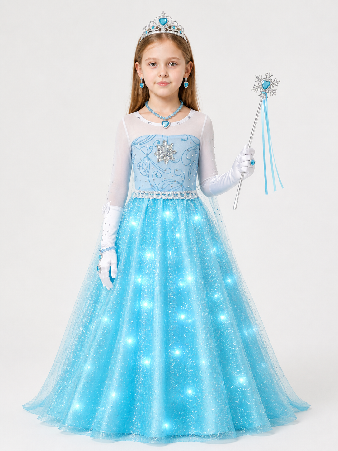 Blue Carnival Costume with LED Lights for Halloween Costumes detail