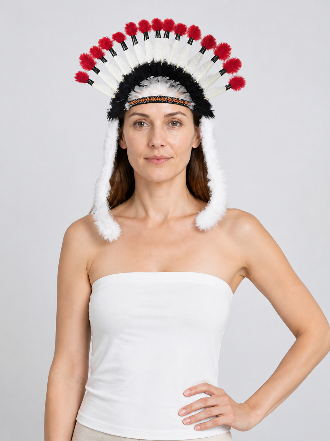 Indian-style carnival headdress with feathers Costumes detail