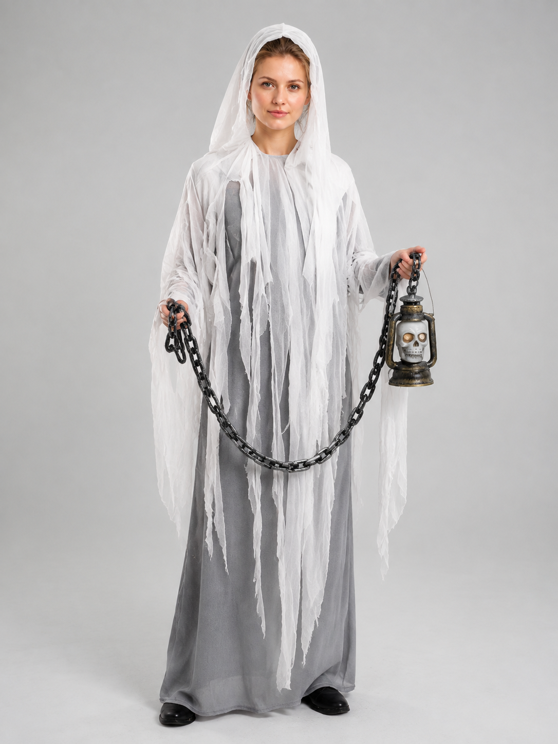 Hooded Ghost Costume with Chain and Lantern Costumes detail