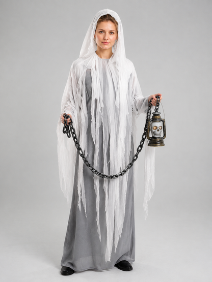 Hooded Ghost Costume with Chain and Lantern Costumes detail
