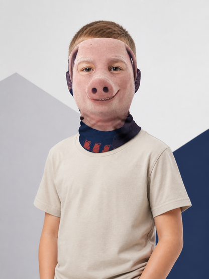 3D Pink Halloween Mask with Ears and a Pig Nose
