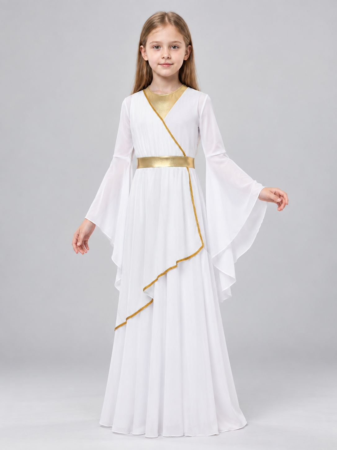 Athena Kids' Costume with Cape and Flared Sleeves