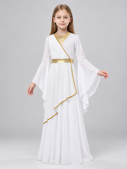 Athena Kids' Costume with Cape and Flared Sleeves