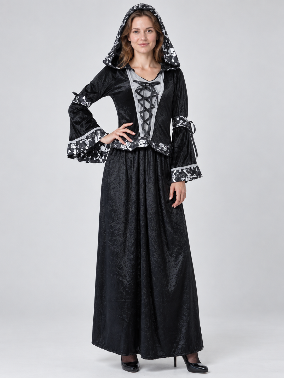 Death Carnival Costume with Hood and Bones