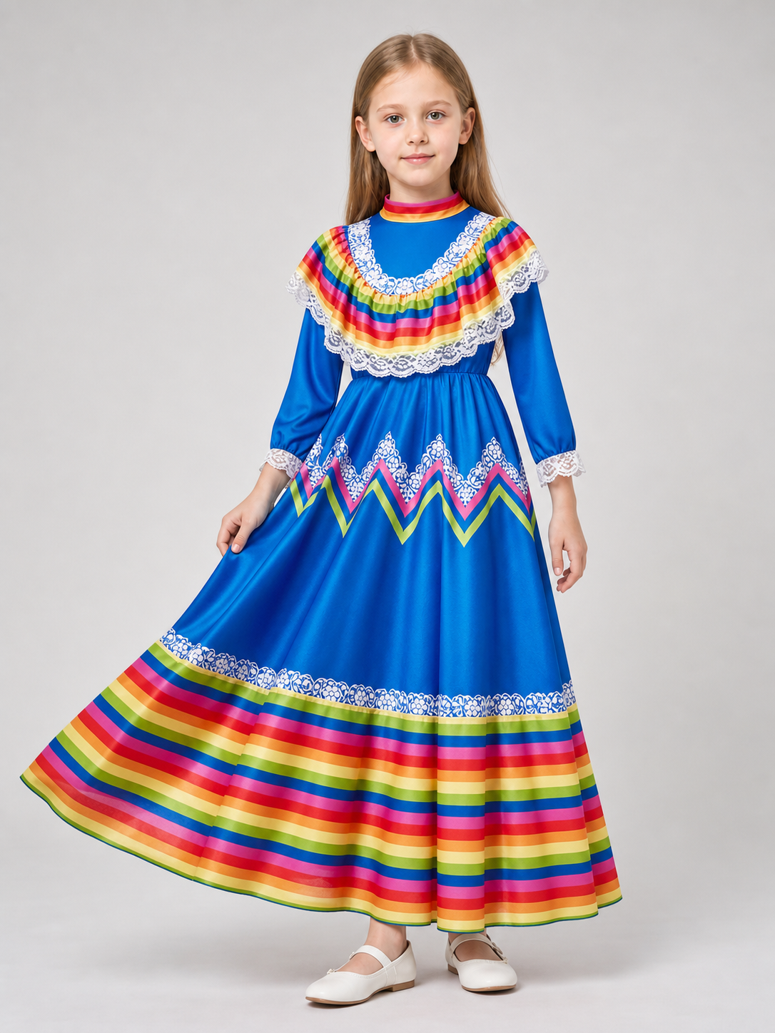 Costume dress with long sleeves, folk style