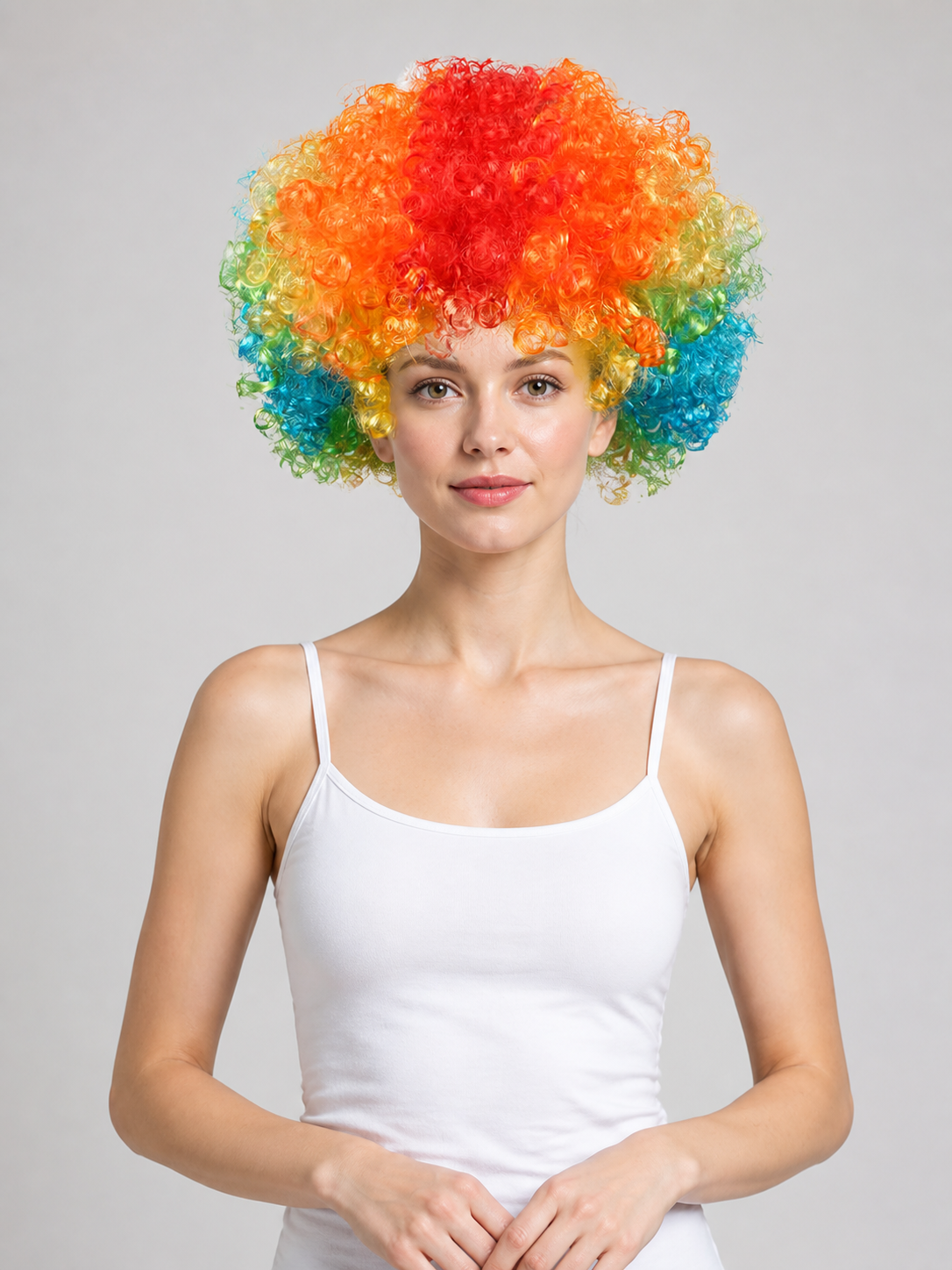 Rainbow Short Curly Carnival Wig Costume Wigs detail