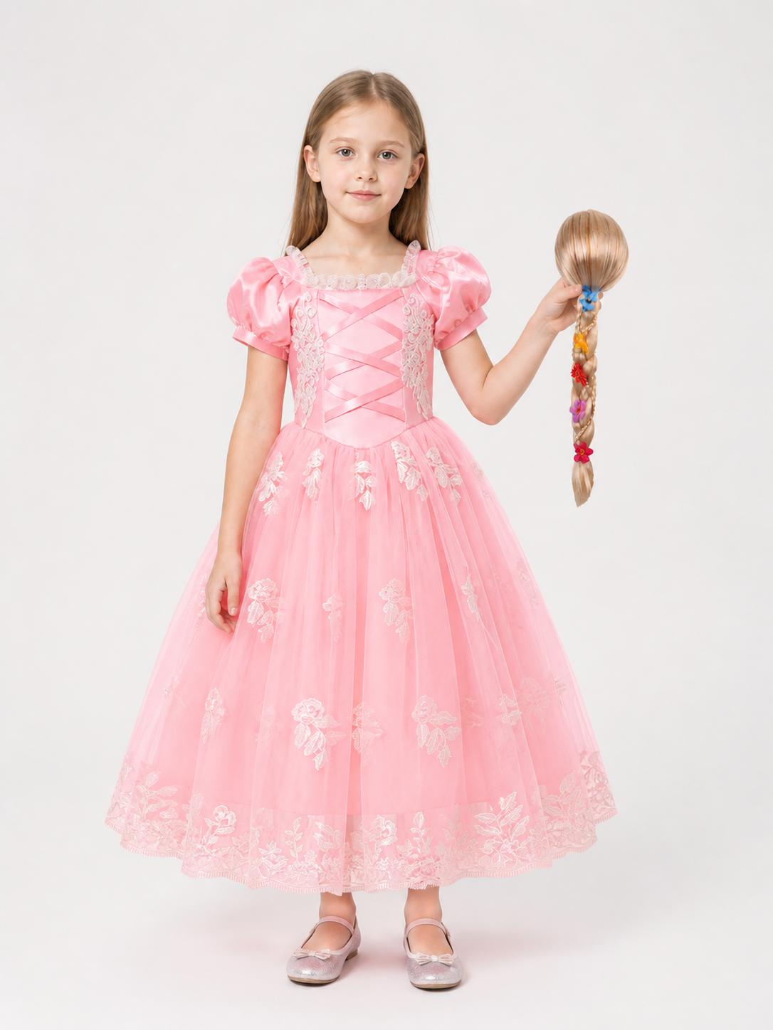 Pink Princess Halloween Costume with Wig Costume Wigs detail