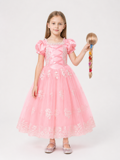 Pink Princess Halloween Costume with Wig Costume Wigs detail