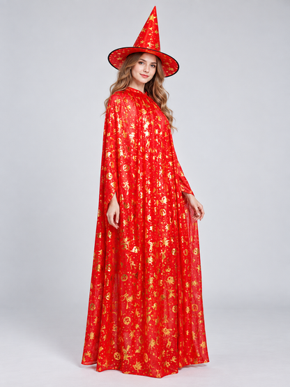 Carnival Costume with Gold Star Print and Hat