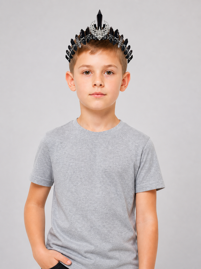 Crown Headband with Black Crystals Costume Headwear detail