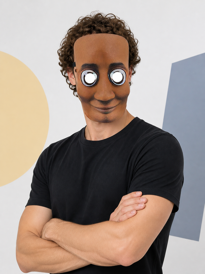 Brown Carnival Mask with Bulging Eyes Costume Masks detail