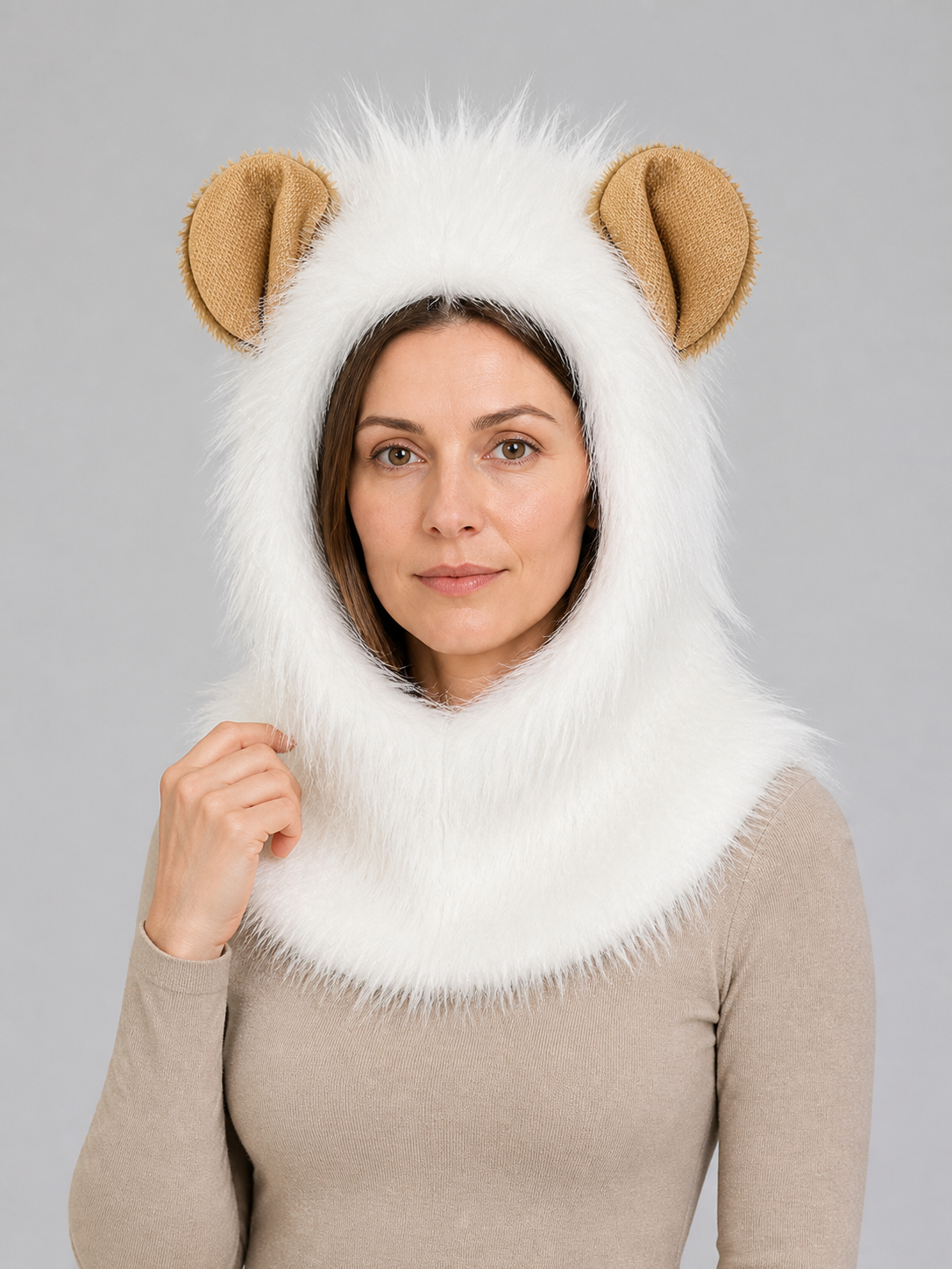 White Lion Mane Carnival Headpiece for Halloween Costume Headwear detail