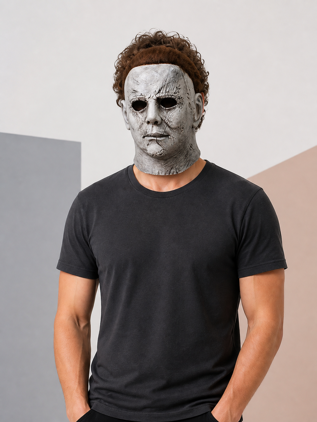 Full-Face and Neck Halloween Mask with Scars
