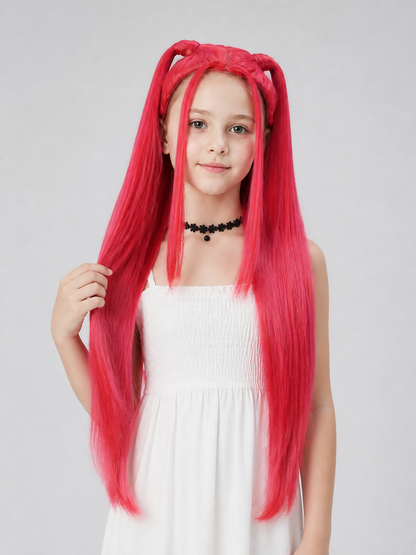 Long Anime Wig with Two High Ponytails for Cosplay