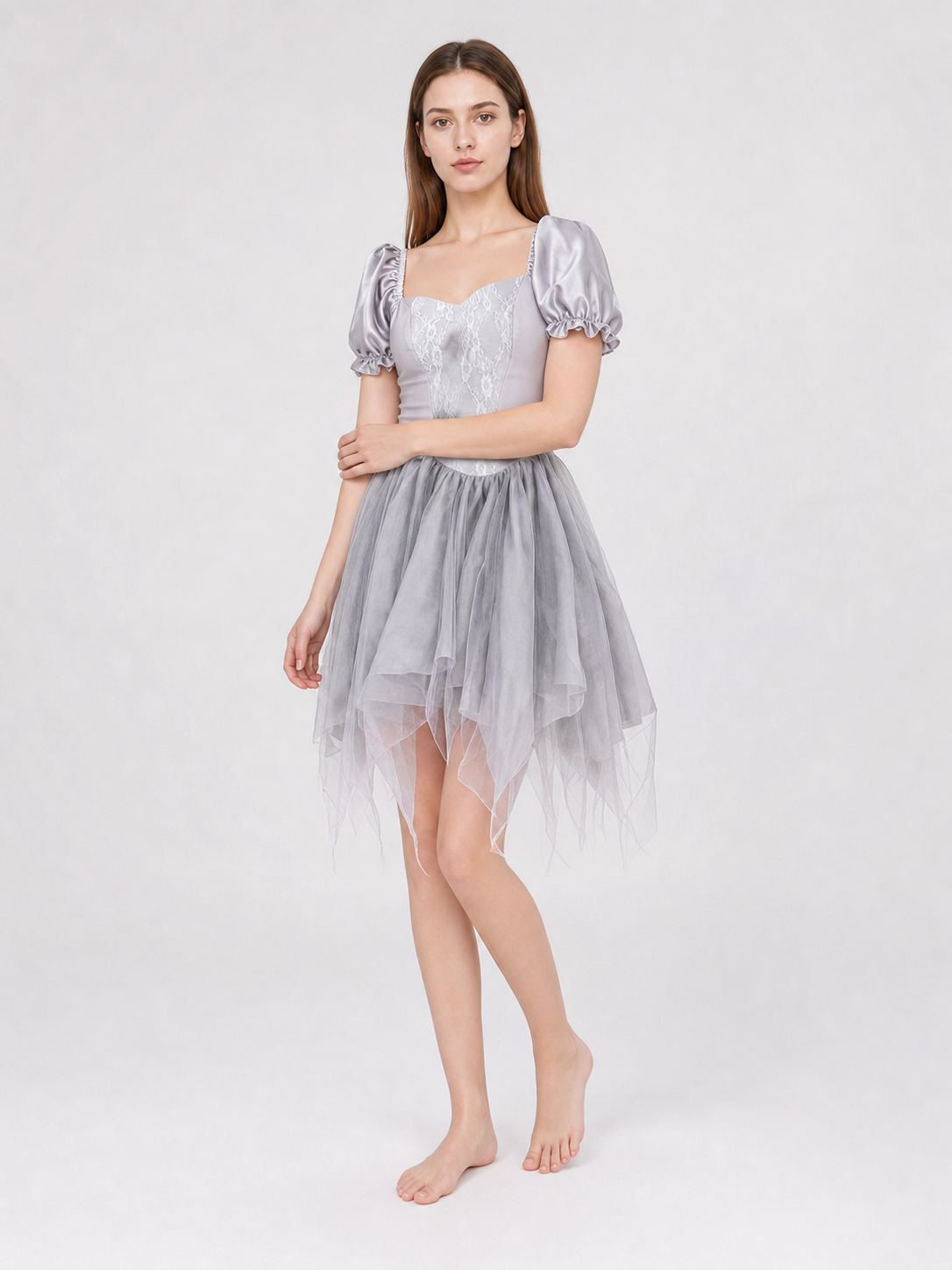 Ghost Bride Costume: Short Dress and Veil