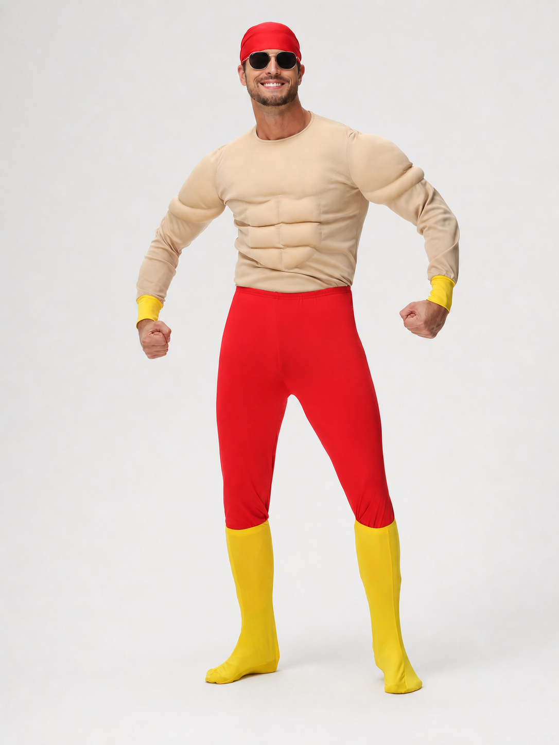 Stage Costume with Sculpted Muscles, Red and Yellow