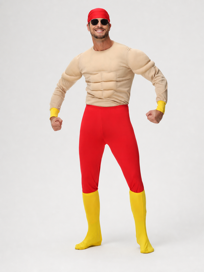 Stage Costume with Sculpted Muscles, Red and Yellow