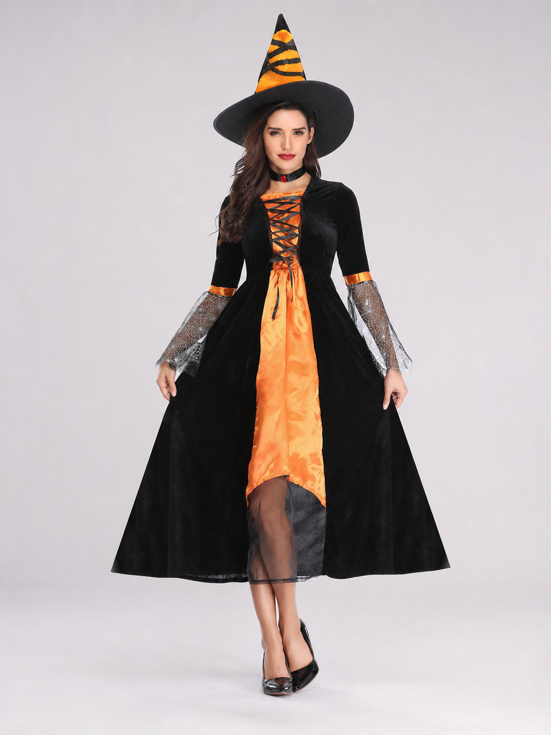 Halloween Witch Cosplay Costume with Hat