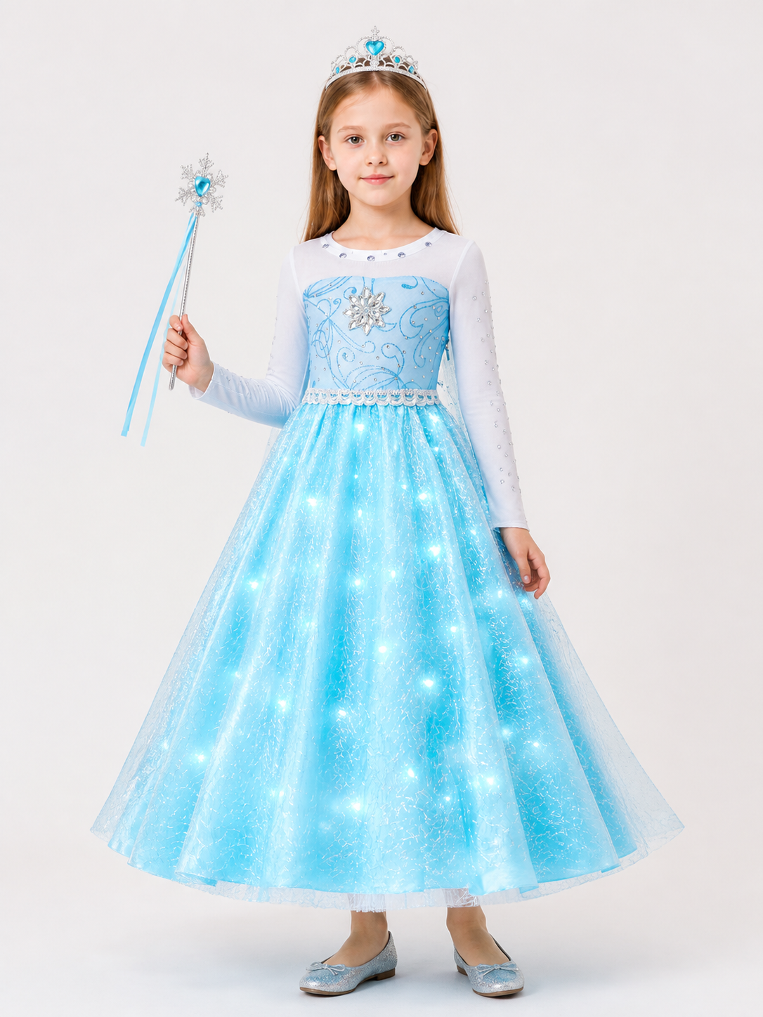Blue Snow Princess Carnival Costume for Halloween Costumes detail