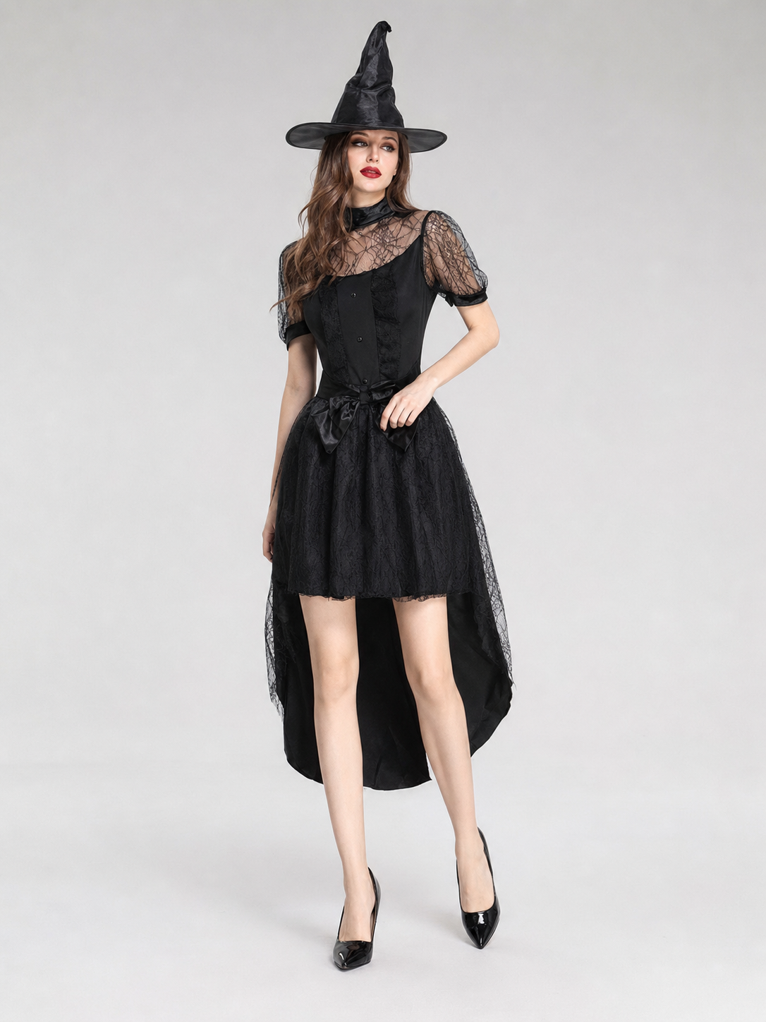 Witch-style carnival costume with accessories