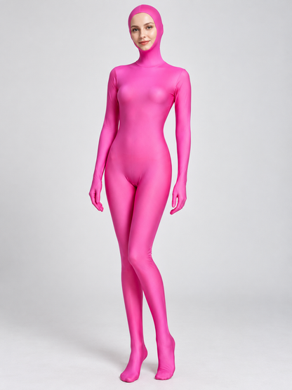 Bright Pink Fitted Hooded Bodysuit Costume