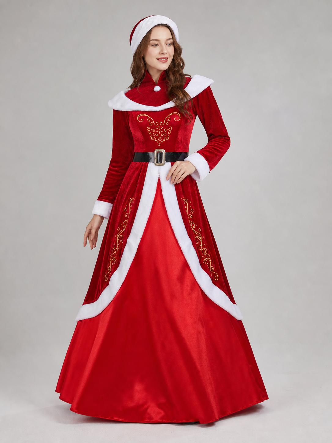 Red and White Christmas Character Costume with Hat