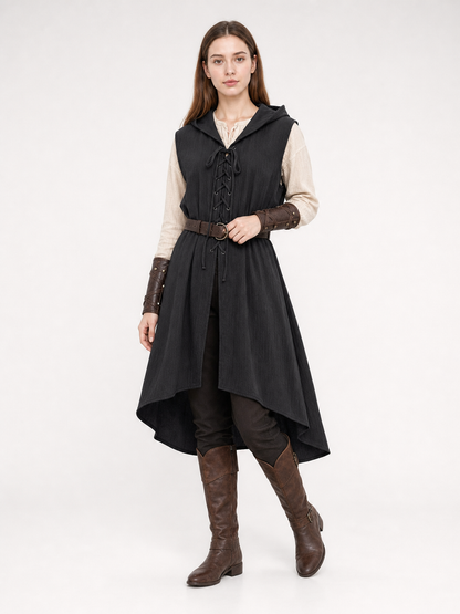Medieval Cotton-Linen Hooded Tunic