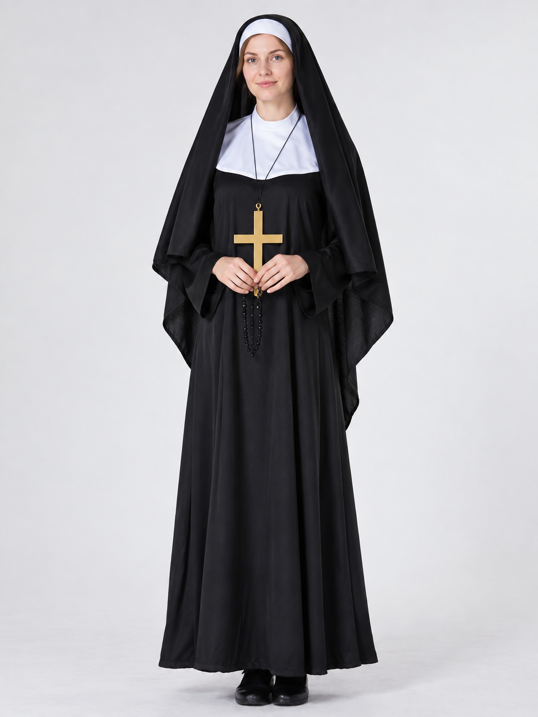 Nun Costume with Cape and White Insert