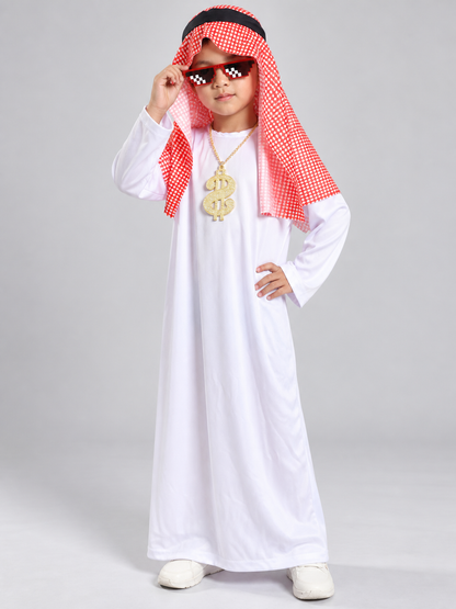 Kids' Costume with Plaid Headscarf and Glasses
