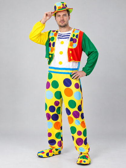 Clown Costume: Jumpsuit, Cape, Hat
