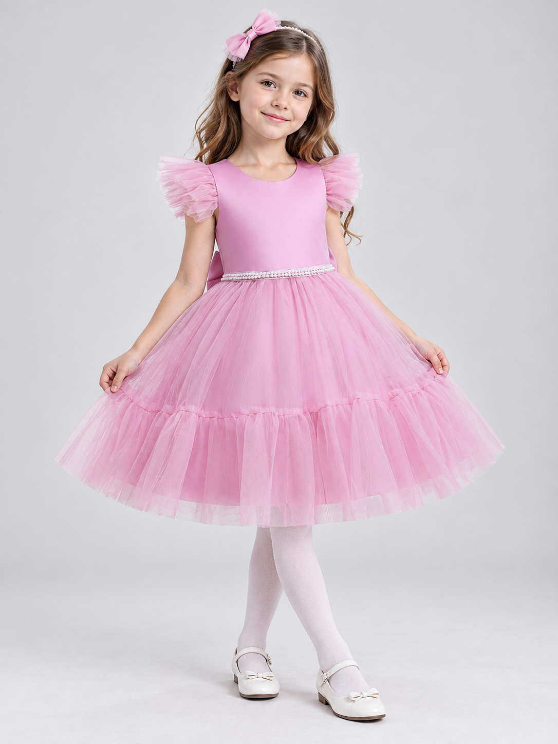 Dusty Pink Children's Party Dress with Bow