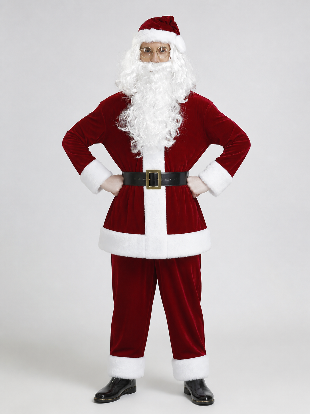 Santa Claus Wig and Beard with White Curls