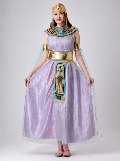 Cleopatra Costume with Long Dress and Egyptian Decorations