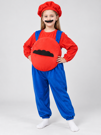 Kids' Super Mario Carnival Costume with Mustache and Hat