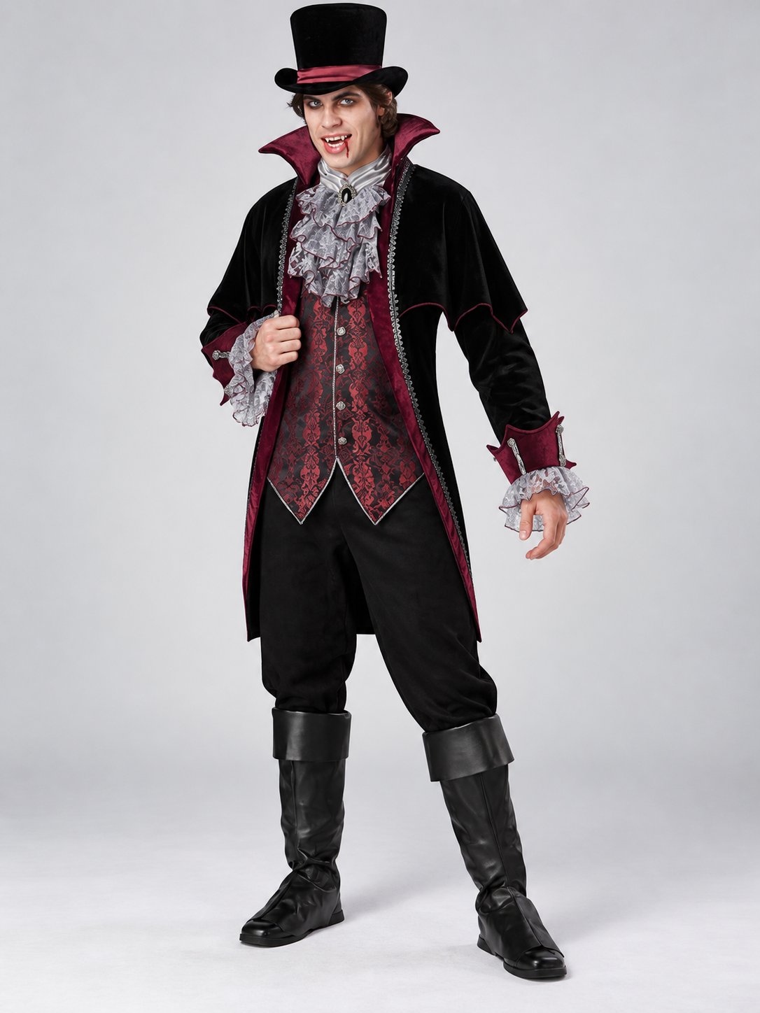 Vampire Costume with Vest and Hat Costume Headwear detail