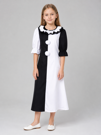 Women's Black-and-White Pom-Pom Cosplay Costume Costumes detail