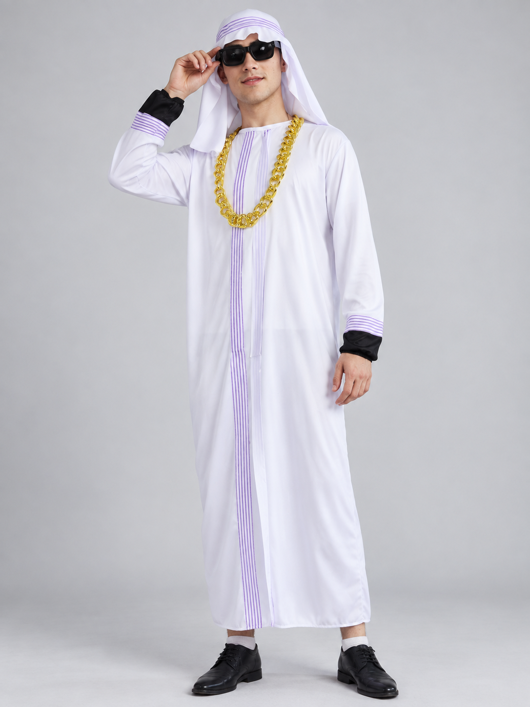 Arab-Inspired Carnival Costume with Headscarf and Glasses