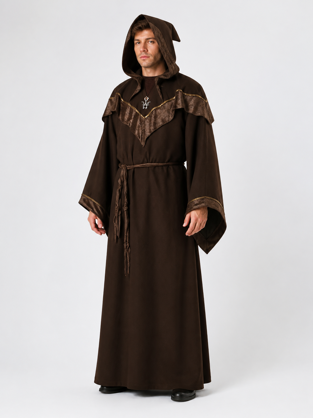 Brown Hooded Wizard Costume Costumes detail